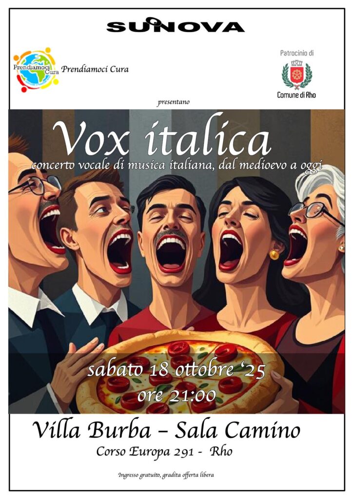 Suonova, locandina di Vox Italica a Rho a Villa Burba 18 ottobre 2025