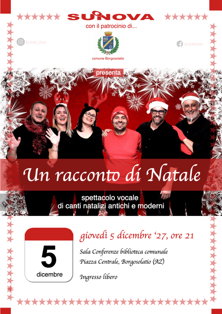 Locandina generica dello spettacolo di musica vocale "Un racconto di Natale" dei Suonova.