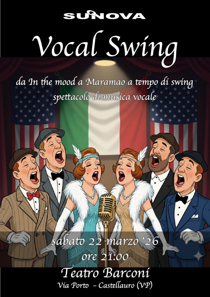 Locandina generica dello spettacolo di musica vocale Vocal Swing dei Suonova