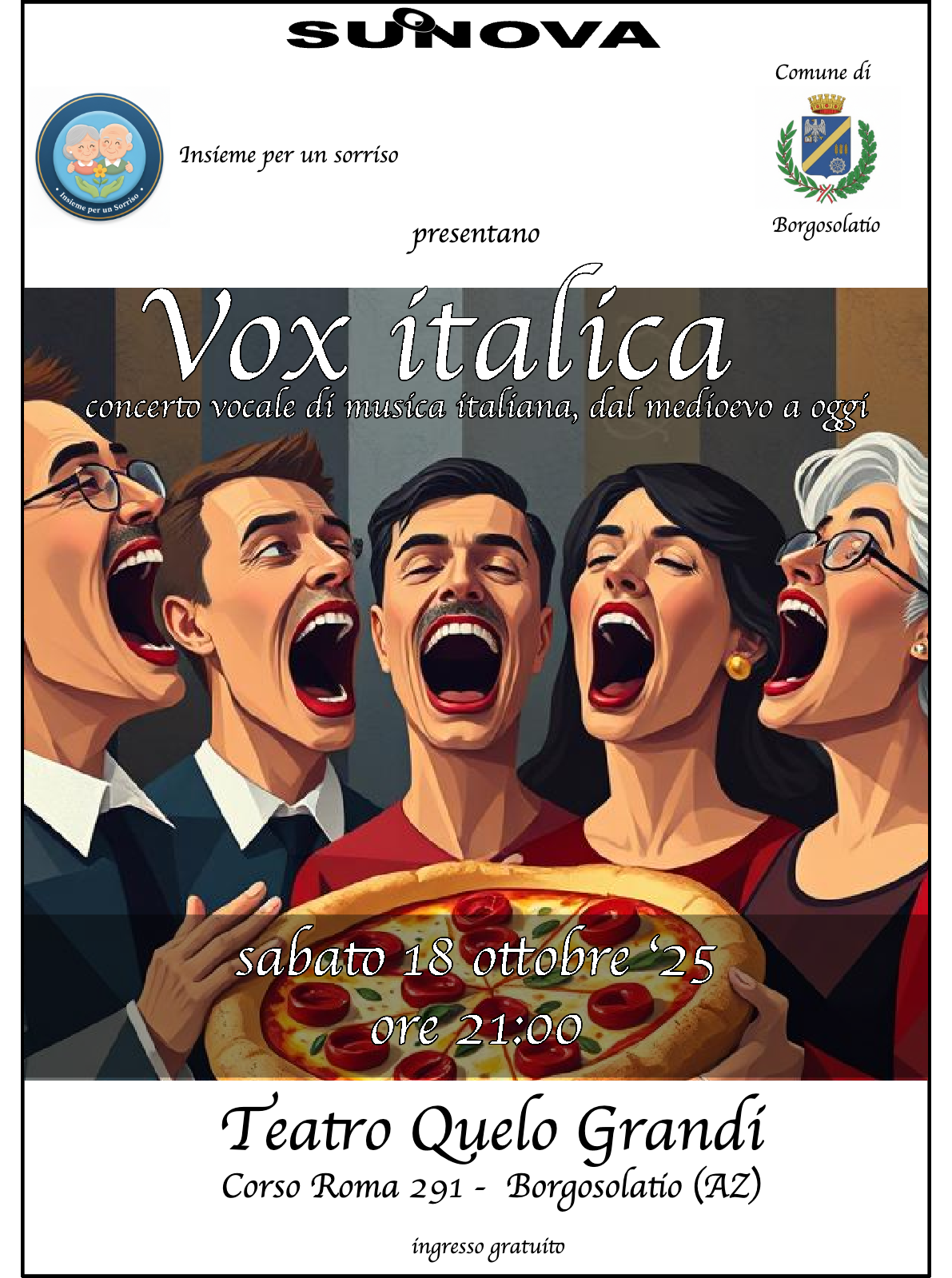 Locandina generica dello spettacolo di musica vocale Vox Italica dei Suonova.
